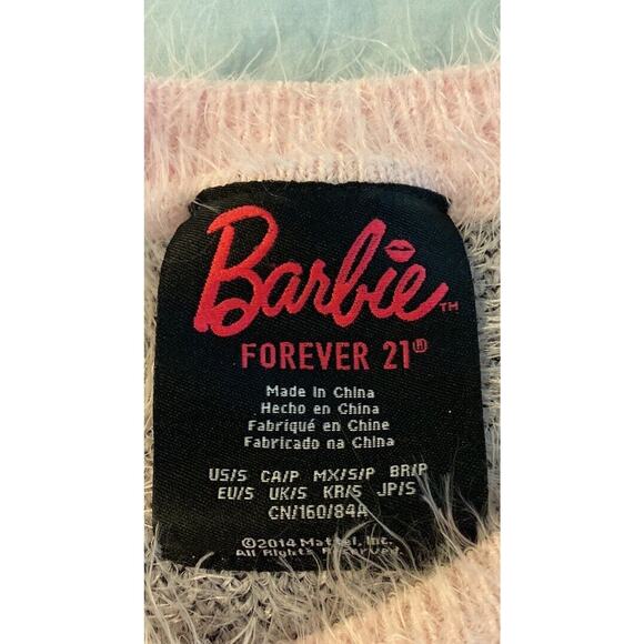 Barbie x Forever 21 Baby Pink Fuzzy Eyelash Sweater Size Small - Picture 3 of 6